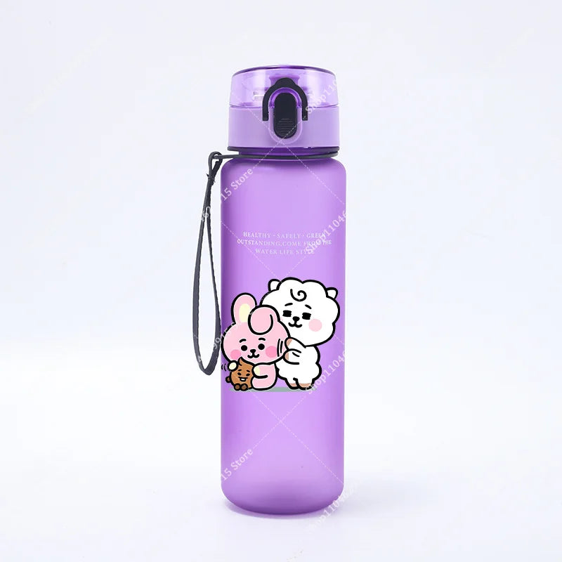 650ML BT21 Water Cup COOKY TATA RJ Anime Printed Sports Casual Fashion Water Bottle Portable Drop-proof Outdoor Fitness Jug Gift
