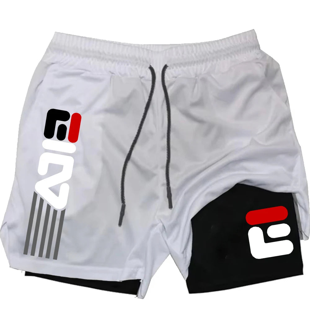 Men's double-layer sports shorts 2-in-1 quick drying sports training shorts fitness running shorts running shorts