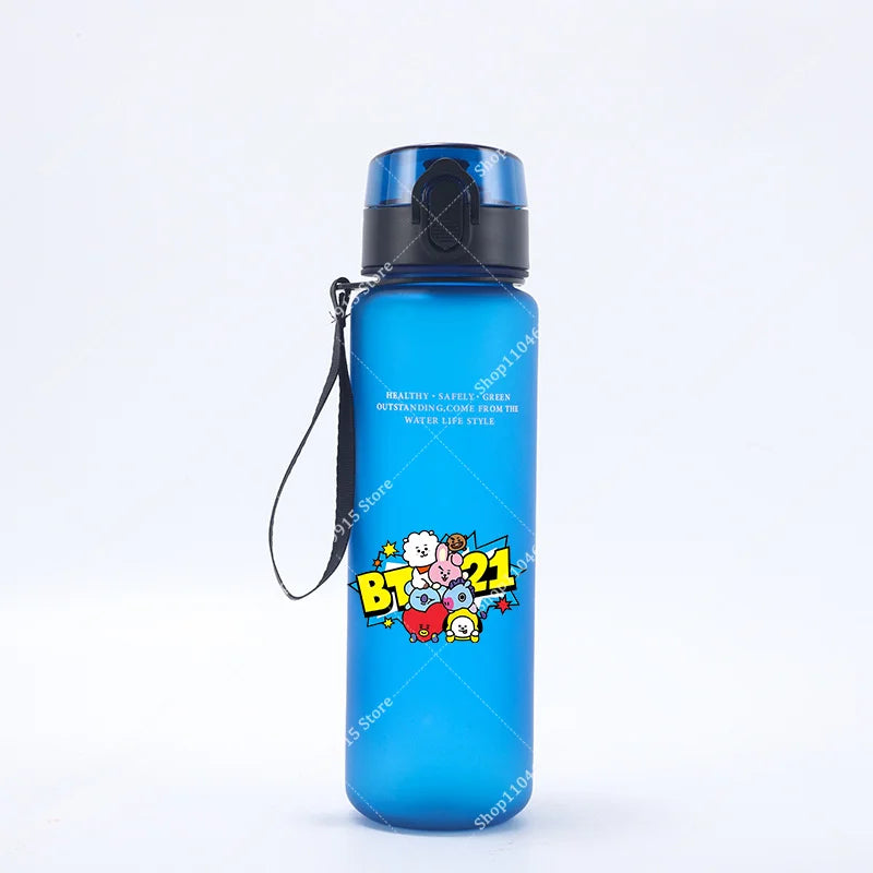 650ML BT21 Water Cup COOKY TATA RJ Anime Printed Sports Casual Fashion Water Bottle Portable Drop-proof Outdoor Fitness Jug Gift