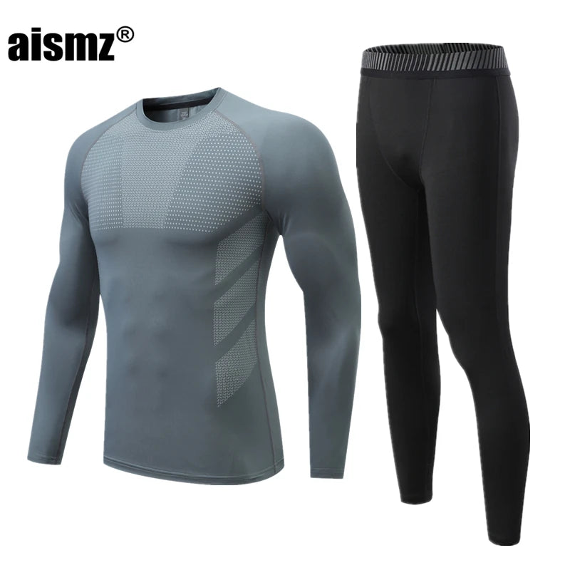 Aismz Winter Thermal Underwear Men & Boy MMA Tactics Fitness Leggings Compression Sportswear First layer Long Johns Man Clothing