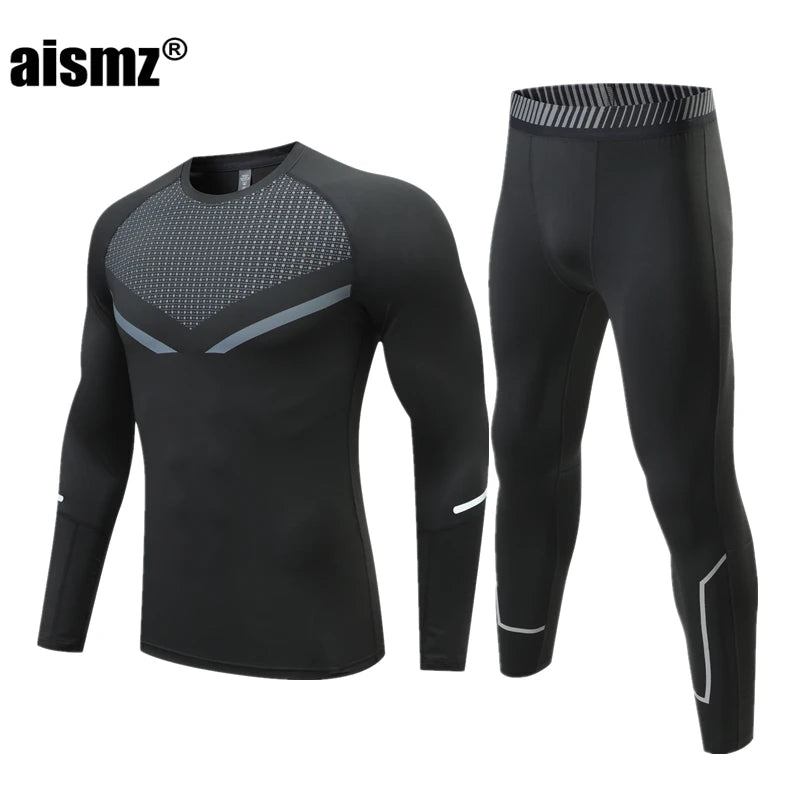 Aismz Winter Thermal Underwear Men & Boy MMA Tactics Fitness Leggings Compression Sportswear First layer Long Johns Man Clothing