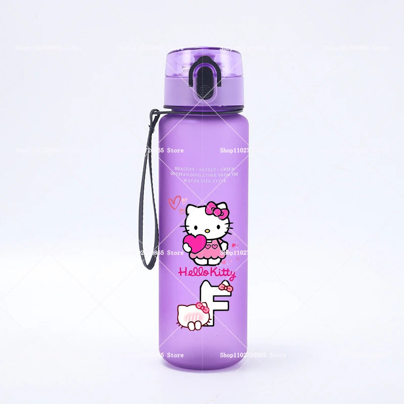 650ML Hello Kitties Water Cup Anime Letter A-Z Printed Sports Casual Fashion Mug Portable Drop-proof Outdoor Fitness Jug Gift