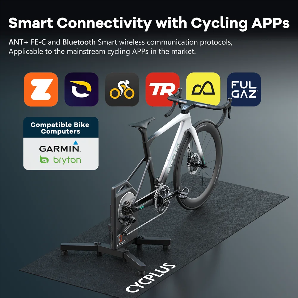 CYCPLUS T2 Exercise Bicycle Smart Rollers Indoor Home Trainer ANT+ BLE 5.0 Cycling Fitness Bike Training Roller
