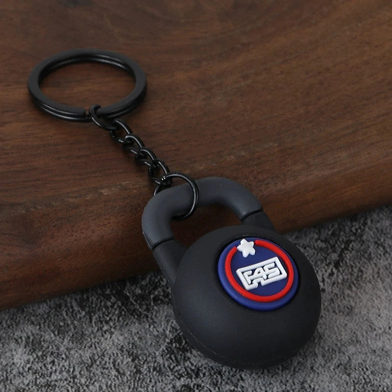 Creative DIY sports style fitness equipment dumbbell water cup clip bag hanging keychain