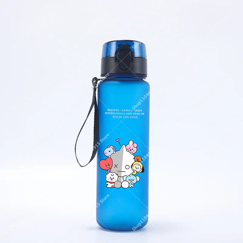 650ML BT21 Water Cup COOKY TATA RJ Anime Printed Sports Casual Fashion Water Bottle Portable Drop-proof Outdoor Fitness Jug Gift