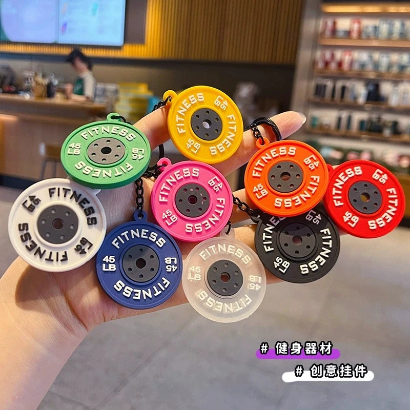 Creative DIY sports style fitness equipment dumbbell water cup clip bag hanging keychain