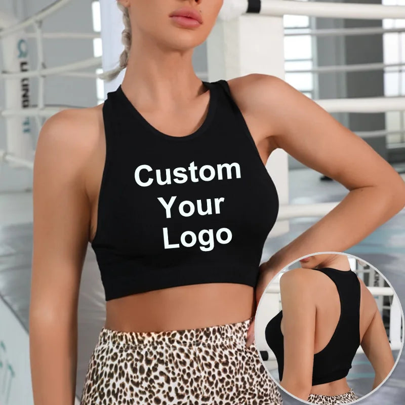 Sleeveless Tank Tops Tees Women Custom Your Logo Solid Casual Fashion Crop Top Ladies High Street Tie Up Croptop Summer Fitness