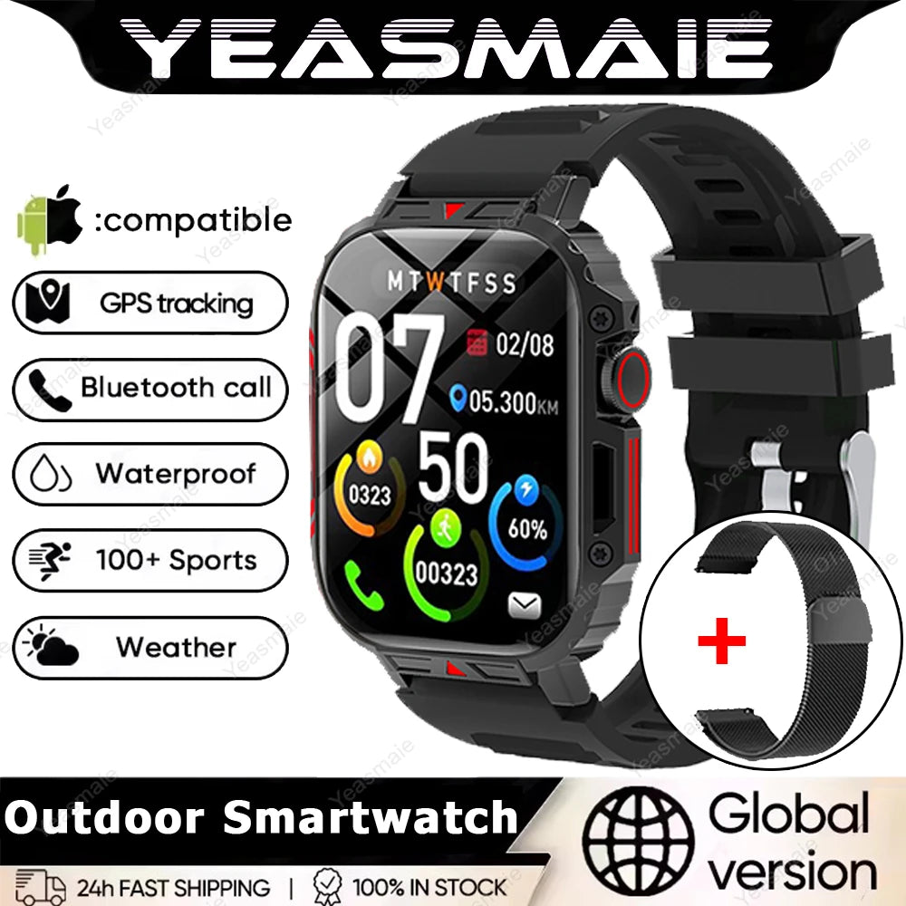 New Outdoor Military Smart Watch Men Bluetooth Call HD Screen Heart Rate Blood OXygen Health Monitor Sports Fitness Smartwatches