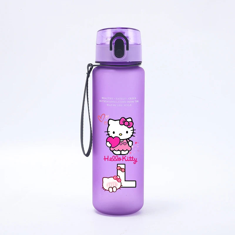 650ML Hello Kitties Water Cup Anime Letter A-Z Printed Sports Casual Fashion Mug Portable Drop-proof Outdoor Fitness Jug Gift